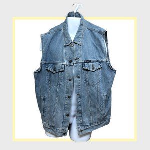 Harley Davidson Men's Heavy Denim Vest Metal Button Size XL